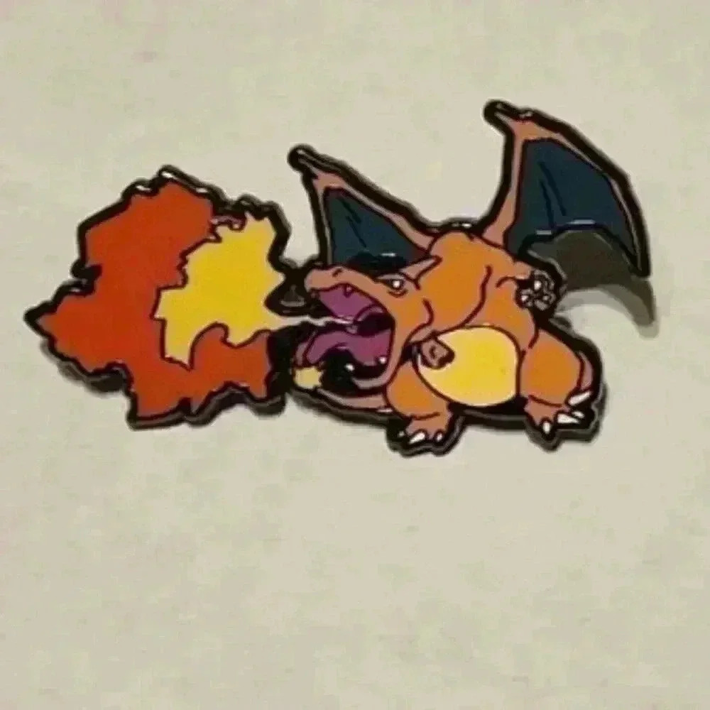 Inferno's Glory: Pokemon Base Set Charizard Extended Art Enamel Pin - Picture 3 of 4